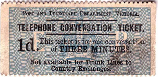 Telephone call voucher from the late 1800