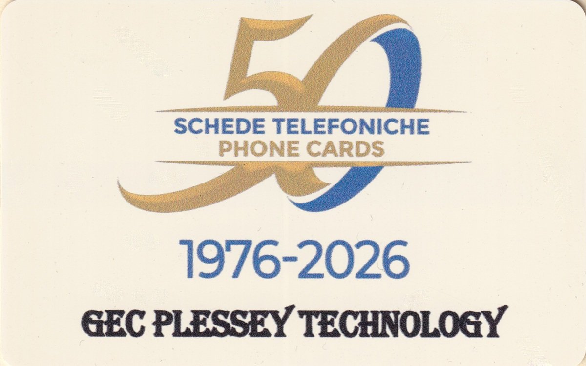 GEC Plessey Technology overprinted commemorative phonecard — 50 Years of Phone Cards 1976-2026 — WPC Club Commemorative Folder
