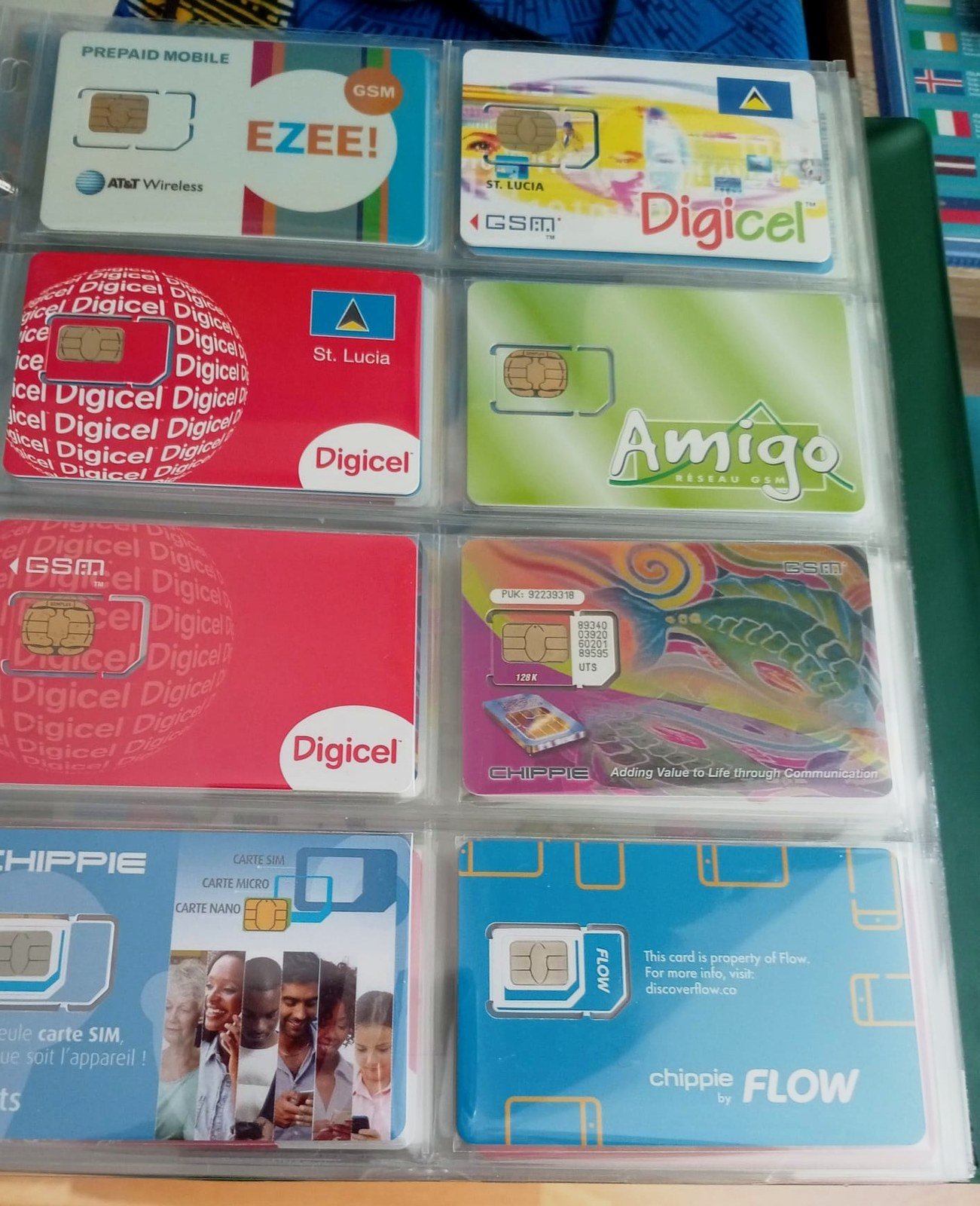Caribbean SIM cards from François Fossard's worldwide collection, including Digicel and Flow