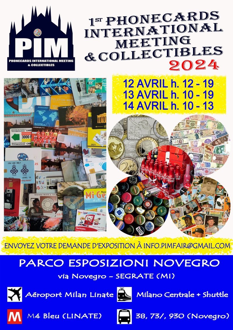 Affiche officielle PIM 2024, 1er Phonecards International Meeting & Collectibles, Parco Esposizioni Novegro, Segrate