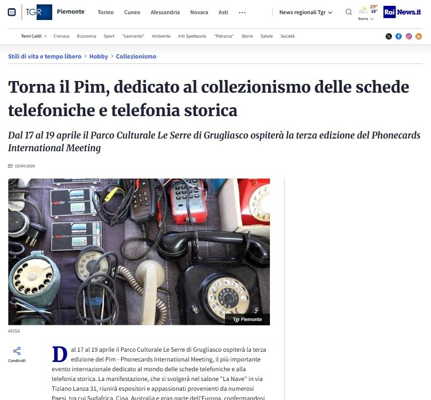 rai tgr piemonte PIM 2026 phonecards international meeting 2026