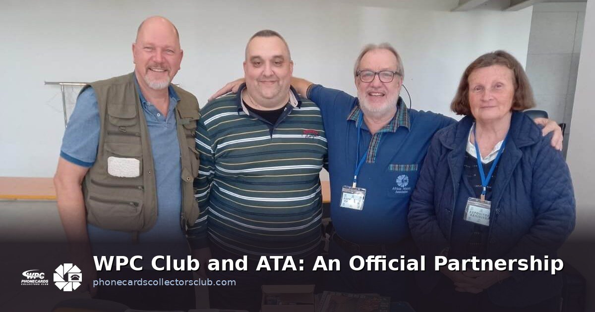 WPC Club president Davide Gambardella with Warwick Stobrawe, Eric Schuenemann and Monique Salmon — ATA members at the Phonecards International Meeting 2025
