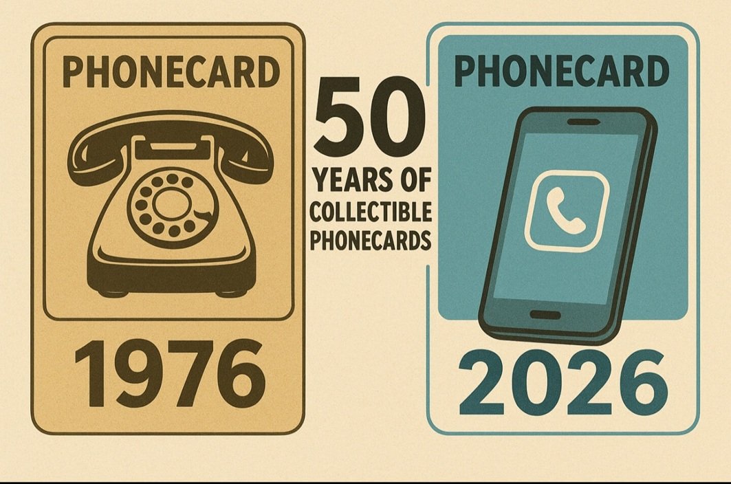 Second design proposal by Sergio Tronaru for WPC Contest Membership Card 2026, telephone montage 50 years of phonecards 1976-2026