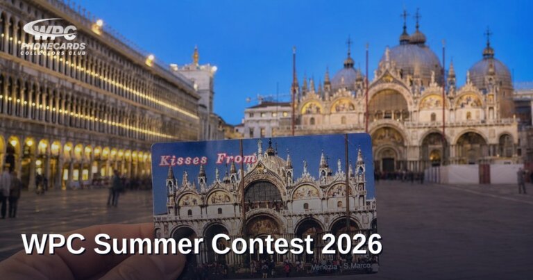 WPC Summer Contest 2026, a phonecard held in front of St Mark's Basilica in Venice