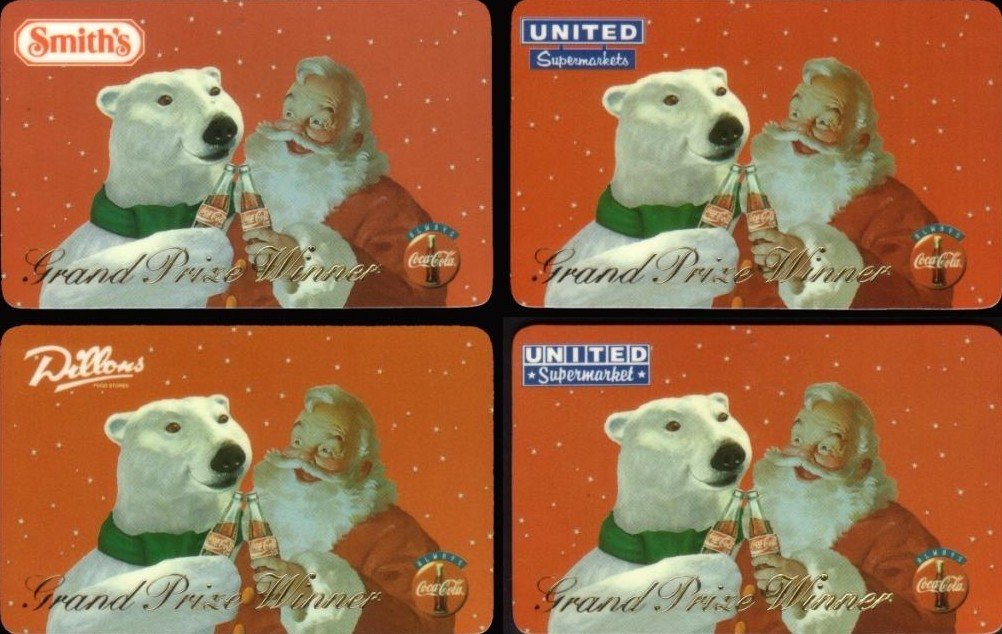 The four Coca-Cola Grand Prize Winner phonecards from 1994, of which only two or three examples of each can exist worldwide