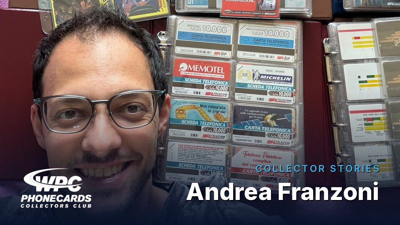 Andrea Franzoni beside his phonecard collection, an interview in the WPC Club Collector Stories series