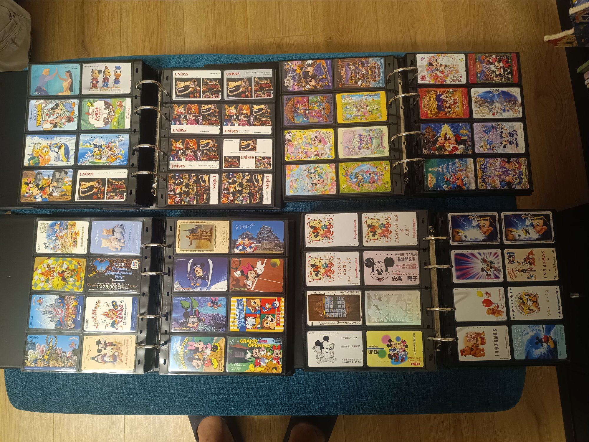 Open albums of Japanese Disney phonecards from Giuseppe Perrotti's collection